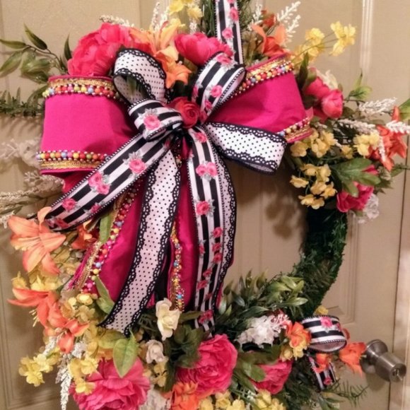 Spring Wreath, Summer Wreath, Floral Moss Wreath, Mothers Day Gift, Spring Decor - Picture 6 of 7